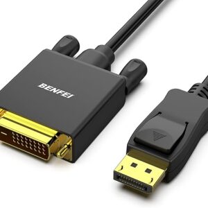 BENFEI DisplayPort to DVI 10 Feet Cable, Uni-Directional DisplayPort Computer to DVI-D Monitor Adapter 1080P@60Hz Male to Male Gold-Plated …