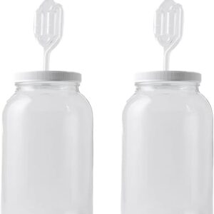 FastRack – One Gallon Wide Mouth Jar with Drilled Lid and Twin Bubble Airlock (Pack of 2) | Gallon Glass Jar with Econolock airlocks for br…