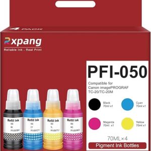 PFI-050 Pigment Ink Refill Set Replacement for Canon PFI-050 Ink Refill Bottles, Compatible with Canon imagePROGRAF TC-20 TC-20M Printers, …