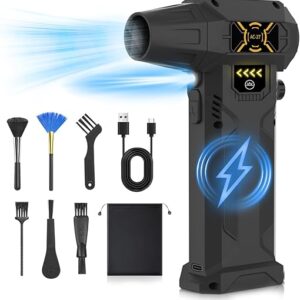 Compressed Air Duster-150000RPM Electric Air Duster with LED Light, Keyboard and PC Clean, Rechargeable Cordless High-Speed Air Blower, Rep…