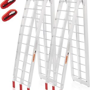 7.5′ Aluminum Loading Ramps, 1500 lbs Capacity Foldable ATV Load Ramp, Non-Slip Surface Trucks Tailgate Rampway, for SUVs, Trailers, Motorcy…