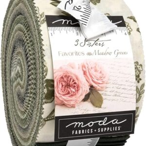 3 Sisters Favorites Vintage Linens Meadow Greens Jelly Roll 40 2.5-inch Strips Moda Fabrics 44362JR