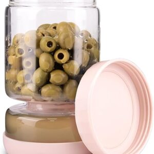 Pickle and Olive Hourglass Jar with Strainer Flip for Pickle Juice Separator from Wet and Dry, Upgrade Food-grade ABS Lid and BPA Free Hourg…