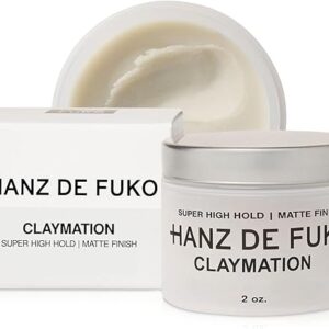 Hanz de Fuko Claymation – Premium Men’s Hair Styling Clay – Super High Hold, Matte Finish – 2 oz