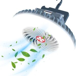 Portable Camping Fan with LED Lantern XTAUTO USB Rechargeable Waterproof Tent Fan with Hanging Hook Magnet Survival Kits for Indoor Outdoor …