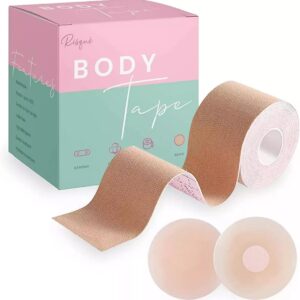 Boob Tape Boobtape for Breast Lift | Includes Nipple Covers | Body Tape for Push up & Shape | Works Great with Sticky Bra Backless Bra or Strapless Bra | Waterproof Sweat-Proof