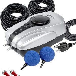 AquaMiracle All-in-One Koi Pond Aerator for Outdoor Ponds up to 1000 Gallons, Pond Air Pump Pond Aeration System with Double Outlet Airline…
