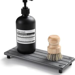 Sink Caddy Kitchen Sink Organizer, Water Absorbing Stone Tray for Sink, Diatomite Bathroom Counter Tray, Faucet Drying Mat Coaster Soap Dis…