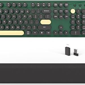 Colorful Wireless Computer Keyboards Mouse Combos, Cute Retro Typewriter Keyboard with Round Keycaps, 2.4 GHz 104 Keys Full-Sized USB/Type C…