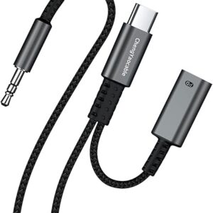 USB C to 3.5mm Aux Cord for Car with Charging 4FT,2-in-1 USB-C to Headphone Audio Jack Adapter and Charger,Type C aux Cable dongle for iPhon…