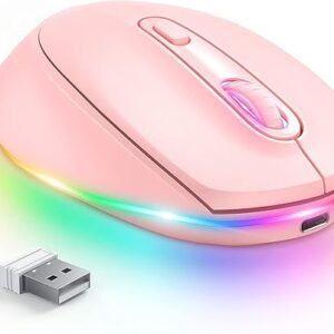 seenda Wireless Mouse, Rechargeable Light Up Mouse for Laptop, Small Cordless Mice with Quiet Click LED Rainbow Lights for PC Computer Kids…