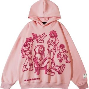 Aelfric Eden Mens Graphic Oversized Hoodie Cartoon Character Print Streetwear Casual hoodies y2k Hooded Sweatshirt