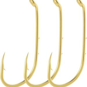 Dr.Fish 100 Pack Baitholder Hooks, Freshwater Fishing Hooks Gold, Offset, for Walleye Rigs, Crawler Harness, Trout/Bass/Crappie/Blugill/Pan…