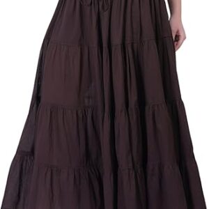 Wevez Soft Cotton Renaissance Faire Skirt – Elastic Swing Summer Peasant Skirt