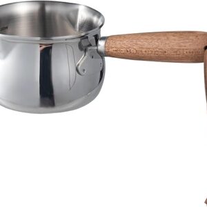 IMEEA Mini Milk Warmer Pot 8.5oz/250ml Butter Warmer SUS304 Tri-Ply Stainless Steel Small Milk Saucepan with Wood Handle