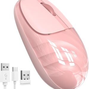 EDJO Silent Wireless Bluetooth Mouse for iPad, Rechargeable Multi-Device Portable Computer Mouse with Cute Water Ripple, for Laptop, Tablet…