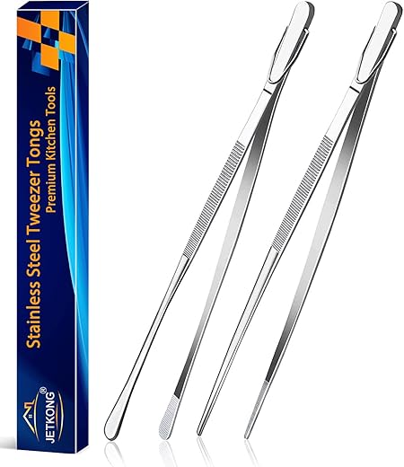 JETKONG 12-Inch Stainless Steel Kitchen Tweezers