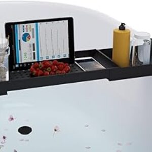 Adjustable Bathtub Tray for Relaxation – Expandable Bath Caddy with Divided Storage, Slip-Resistant Design, Holds Books, Tablets, Wine & Spa Essentials – Waterproof & Durable Plastic