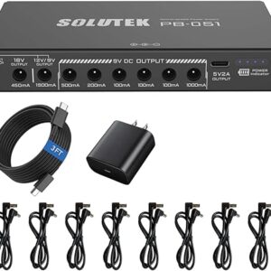 Rechargeable Guitar Pedal Power Supply | 12800 High-Current 2000mA 9V 12V 18V 5V for Pedal Board and More Devices | Compact Convenient Quiet Powerful Model PB-051