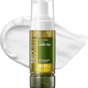 DERMALOGY by NEOGENLAB NEOGEN Real Fresh Foam Cleanser, Green Tea 5.6 Fl Oz (160g) – Soothing & Hydrating Gentle Cleansing Foam with Real Green Tea Extract, Clean Beauty – Korean Skin Care