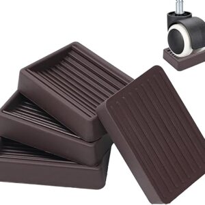 Furniture Wheels Caster Cups, Non-Slip Rubber Bed Frame Stopper Floor Protector for Any Furniture with Wheels -4 Pack