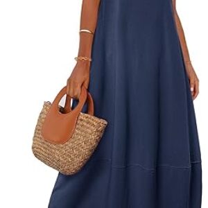 MEROKEETY Women’s Casual Maxi Sundress 2025 Summer Beach Dress Scoop Neck Sleeveless Loose Tank Dress