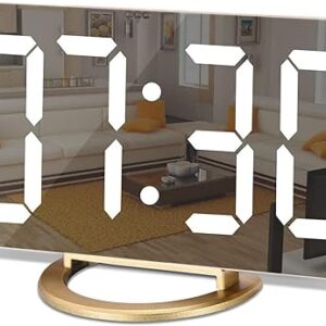 SZELAM Digital Alarm Clock,LED and Mirror Desk Clock Large Display,with Dual USB Charger Ports,3 Levels Brightness,12/24H,Modern Electronic …