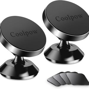 Coolpow 【2-Pack】 Magnetic Phone Holder for Car Phone Holder Mount【Strong Magnet】 Phone Mount for Car Mount for iPhone Magnetic Car Phone Ho…