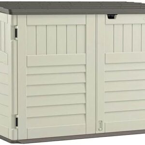 Suncast 5.9 ft. x 3.7 ft Horizontal Stow-Away Storage Shed – Natural Wood-like Outdoor Storage for Trash Cans and Yard Tools – All-Weather …