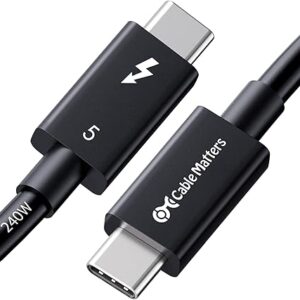 Cable Matters [Intel Certified] 80Gbps Thunderbolt 5 Cable with up to 120Gbps Bandwidth Boost and 240W Charging in Black – 0.3m / 1ft, Compa…