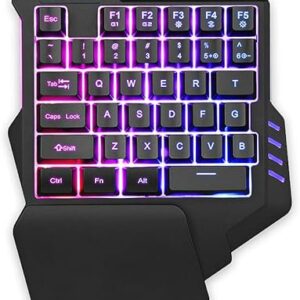 RedThunder One Handed Gaming Keyboard RGB Backlit 35 Keys Portable Mini Gaming Keypad Ergonomic Game Controller for PC Gamer