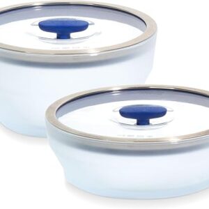 Anyday Cookware Microwave Dish Starter Set, Includes 2 Microwave-Safe Medium Glass Storage Containers with Lids for Steaming, Roasting, Ser…