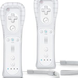 Wii Controller 2 Pack, with Silicone Case and Wrist Strap, Remote Controller for Wii U, White
