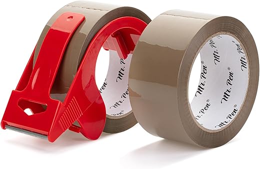 Mr. Pen- Packing Tapes, 2" Wide, 60 Yard, Brown, 2 Pack with 1 Dispenser Gun, 2.6 mil, Heavy Duty Packing Tape with Dispenser, Packaging Ta...