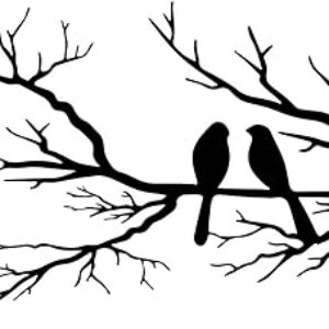 Metal Birds Wall Art, Metal Vivid Birds on Branch Silhouette Wall Decor Black Leaves with Bird Outdoor Metal Hanging Wall Sculpture for Hom…