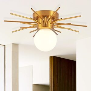 E26 Gold Semi Flush Mount Hallway Ceiling Light Fixture,Modern Sputnik Entryway Foyer Laundry Room Lamp,Small Mid Century Hall Lighting,for…