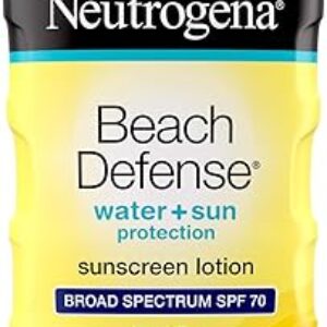 Neutrogena Sunscreen Lotion Beach Defense SPF 70, 6.7 fl oz, Face and Body Sunscreen, Oil Free, Fast Absorbing, Oxybenzone Free Sun Care