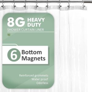 Shower Curtain Liner with 6 Magnets – Heavy Duty PEVA Plastic Shower Curtain for Bathroom, Waterproof Vinyl & See Through Bath Liner, Metal …