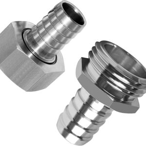 Beduan Stainless Steel Garden Hose Repair Connector Fitting 5/8″ Barb to 3/4 Garden hose Male and Female GHT Threaded Hose Fittings