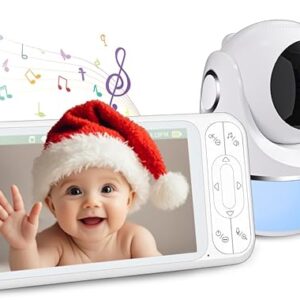 Baby Monitor, 5” Screen with 32 Hours 5000mAh Battery, Pan-Tilt-Zoom Video 1080P Baby Monitor with Camera and Audio, Night Vision, VOX, 2-…