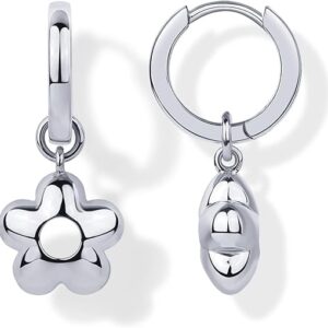 PAVOI 14K Gold Plated Sterling Silver Posts Charm Huggie Earrings for Women | Lightweight Love Heart Moon Flower Star Drop Dangle Huggie Charm Earring