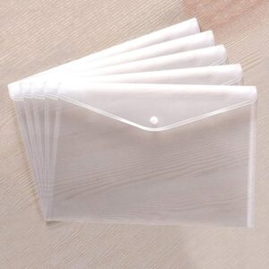 Clear Document Folders Transparent Filing Envelopes Waterproof Plastic Envelopes File Holder Filing Document Poly Envelope with Snap Button…