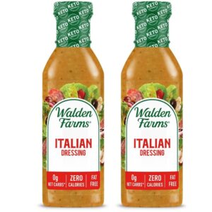 Walden Farms Italian Dressing, 12 oz. Bottle, Fresh and Delicious Salad Topping, Sugar Free Low Carb Condiment, Smooth and Tangy, 2 Pack