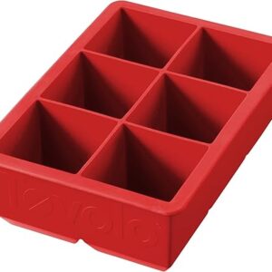 Tovolo, Large King Craft Ice Mold Freezer Tray of 2″ Cubes, BPA-Free Silicone, Single, Candy Apple