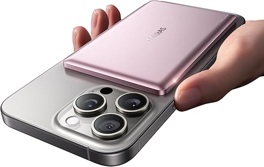TORRAS MiniMag Power Bank, Ultra Slim 5,000mAh Wireless Portable Charger with USB-C Cable, Fast Charging Magnetic Battery Pack, Magsafe-Com...
