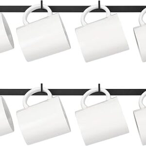 Dahey Metal Coffee Mug Rack Wall Mounted with 8 Hooks, Set of 2, Mug Display Rack Cup Holder Storage for Kitchen Dining Room Coffee Bar, Bl…
