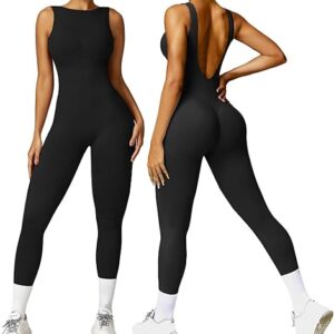 OEAK Womens Scrunch Butt Jumpsuits 2025 Crew Neck Seamless Romper V Back Gym Booty Leggings Bodycon Workout Yoga Unitard