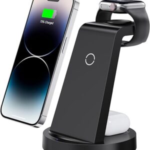 3 in 1 Charging Station for iPhone, Wireless Charger for iPhone 16e 16 15 14 13 12 11 X Pro Max & Apple Watch – Wireless Charging Station f…