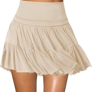 Women’s Mini Skirt Skort Flowy Pleated High Waisted Ruffle Tennis Skirts for Women Athletic Skater Golf with Shorts Pockets