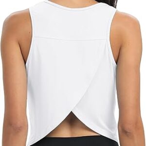 Mippo Workout Tops for Women Cropped Open Back Sleeveless Tank Tops Athletic Gym Yoga Shirts Loose Fit